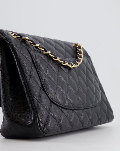 Chanel Black Jumbo Classic Double Flap Bag in Caviar Leather with Gold Hardware RRP £9,540