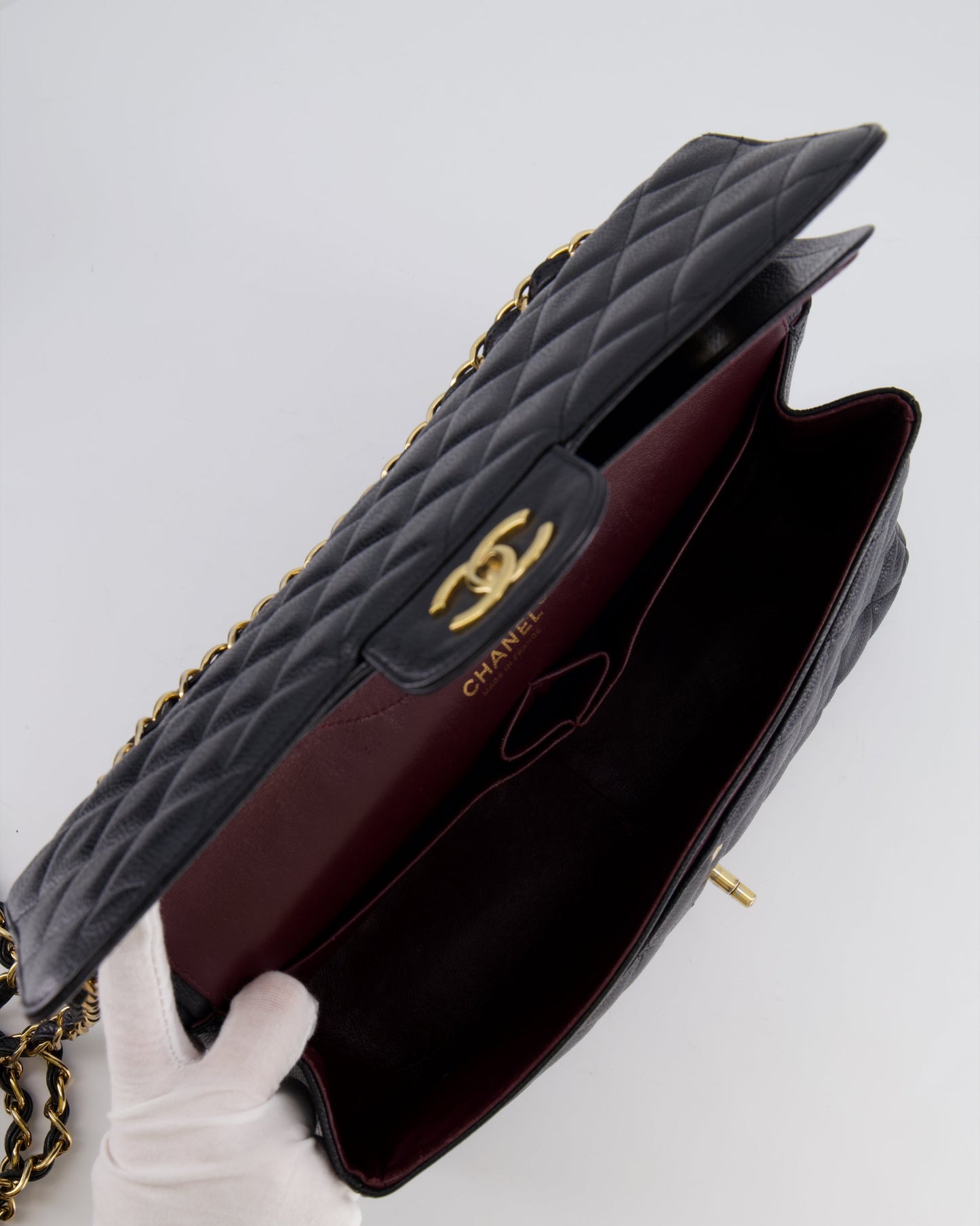 Chanel Black Jumbo Classic Double Flap Bag in Caviar Leather with Gold Hardware RRP £9,540