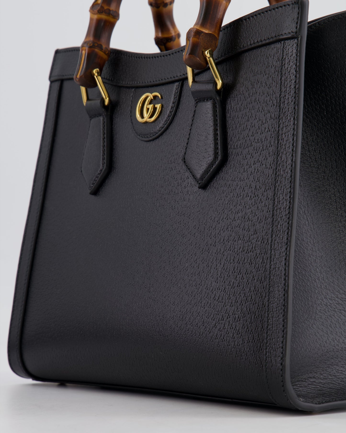 Gucci Black Diana Medium Tote Leather Bag with Shiny Antique Gold Hardware & Bamboo Handle RRP £3,170