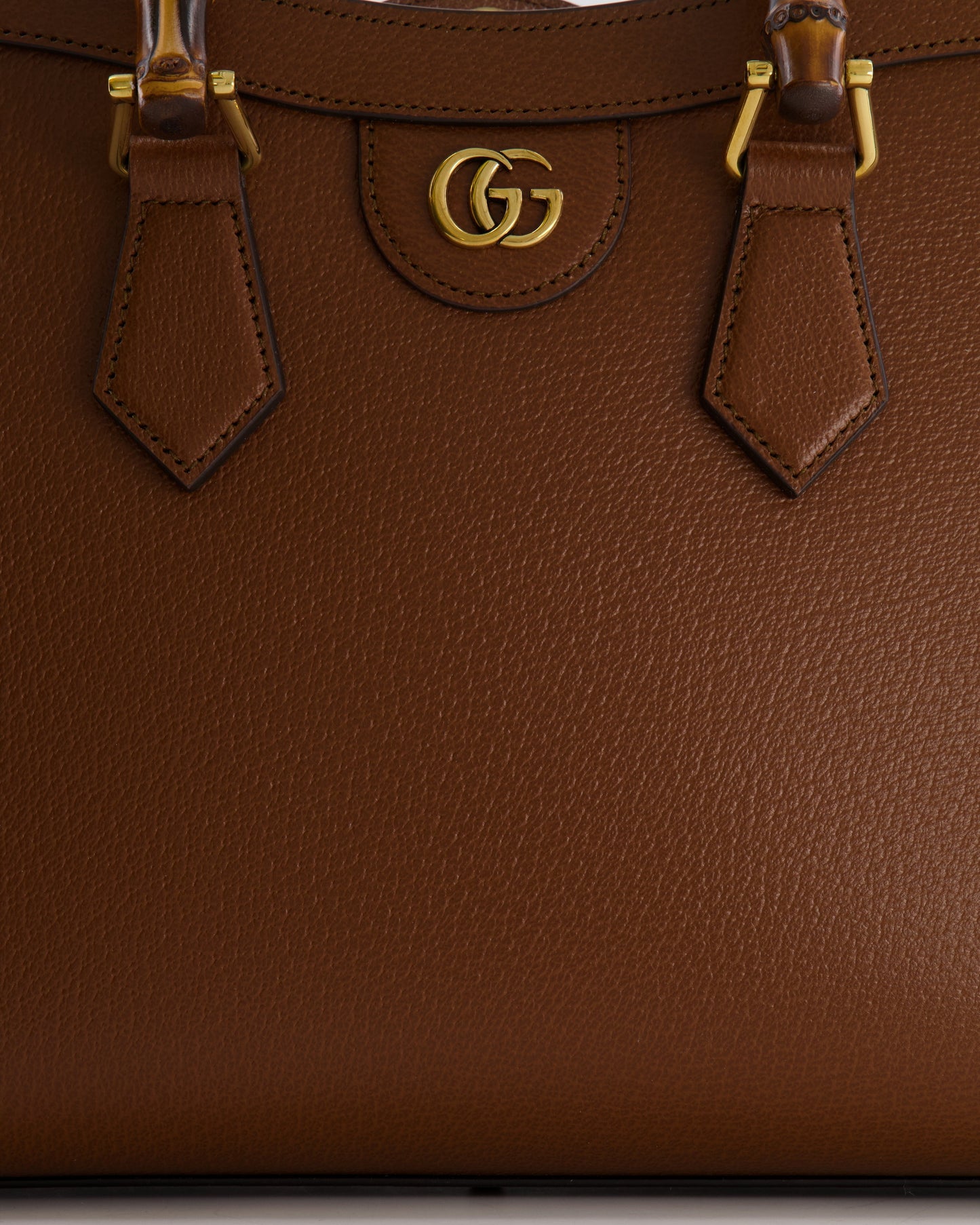 Gucci Brown Diana Medium Tote Leather Bag with Shiny Antique Gold Hardware & Bamboo Handle RRP £3,170