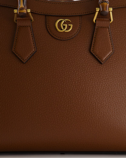 Gucci Brown Diana Medium Tote Leather Bag with Shiny Antique Gold Hardware & Bamboo Handle RRP £3,170