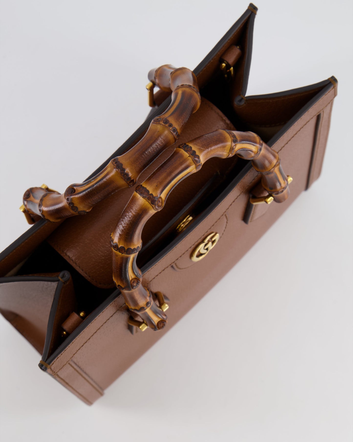 Gucci Brown Diana Medium Tote Leather Bag with Shiny Antique Gold Hardware & Bamboo Handle RRP £3,170