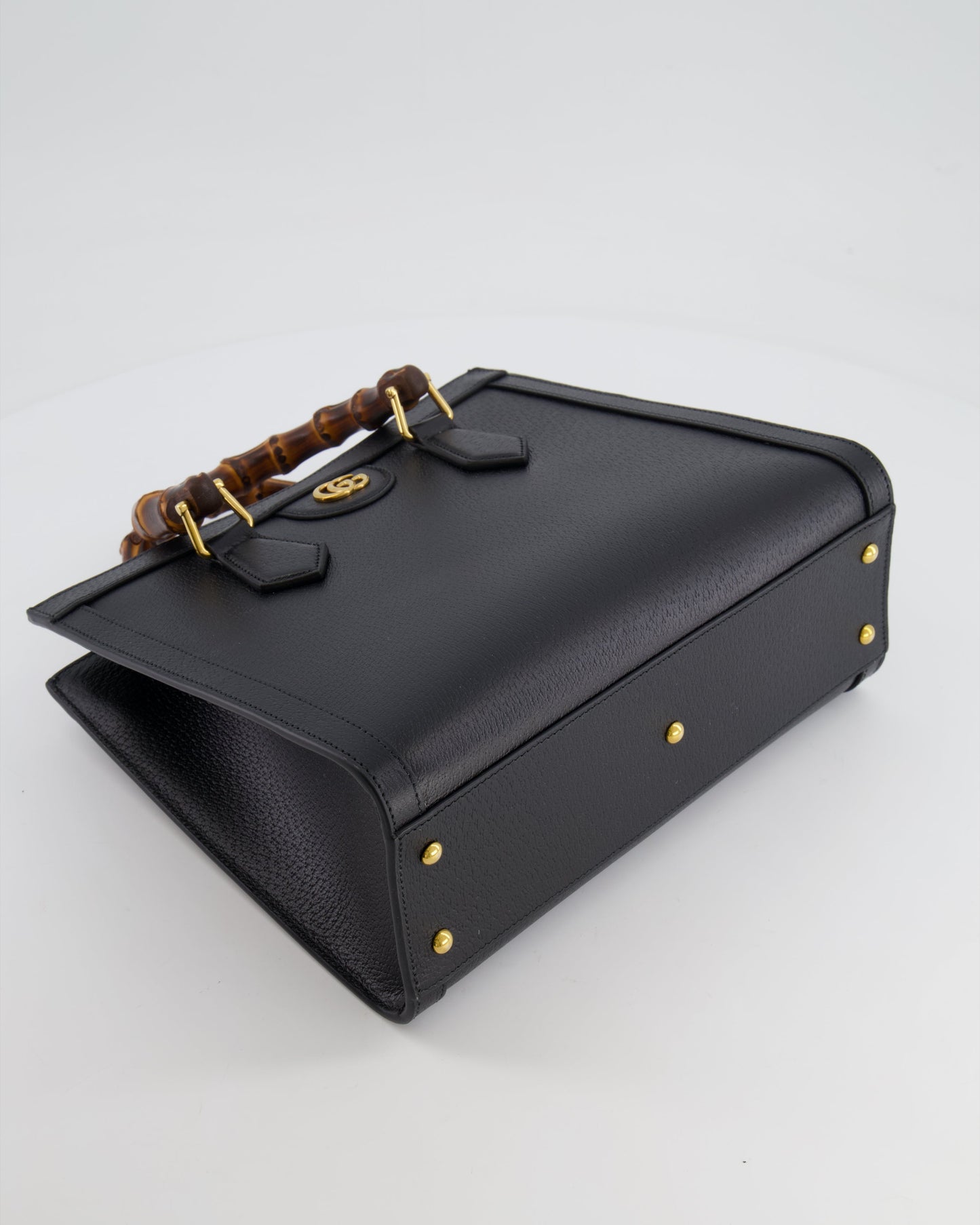 Gucci Black Diana Medium Tote Leather Bag with Shiny Antique Gold Hardware & Bamboo Handle RRP £3,170