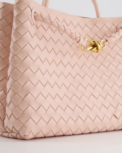 Bottega Veneta Medium Andiamo Bag in Pink Cameo Intrecciato Leather with Gold Hardware RRP £4,030