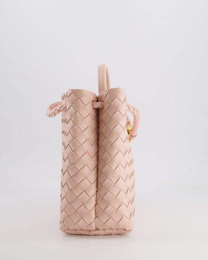 Bottega Veneta Medium Andiamo Bag in Pink Cameo Intrecciato Leather with Gold Hardware RRP £4,030