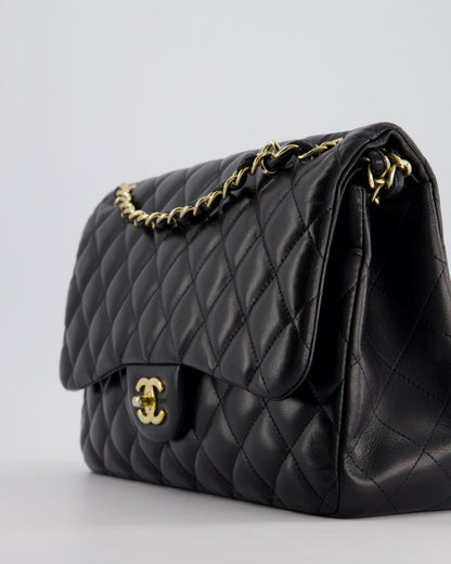 Chanel Black Jumbo Classic Double Flap Bag in Lambskin with Gold Hardware Bag