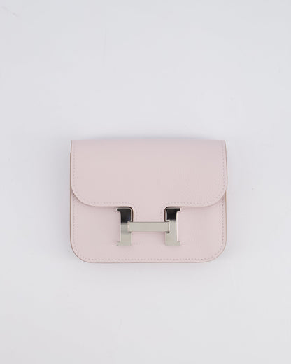 Hermès Constance Slim Belt Wallet Bag in Mauve Pale Evercolor Leather with Palladium Hardware