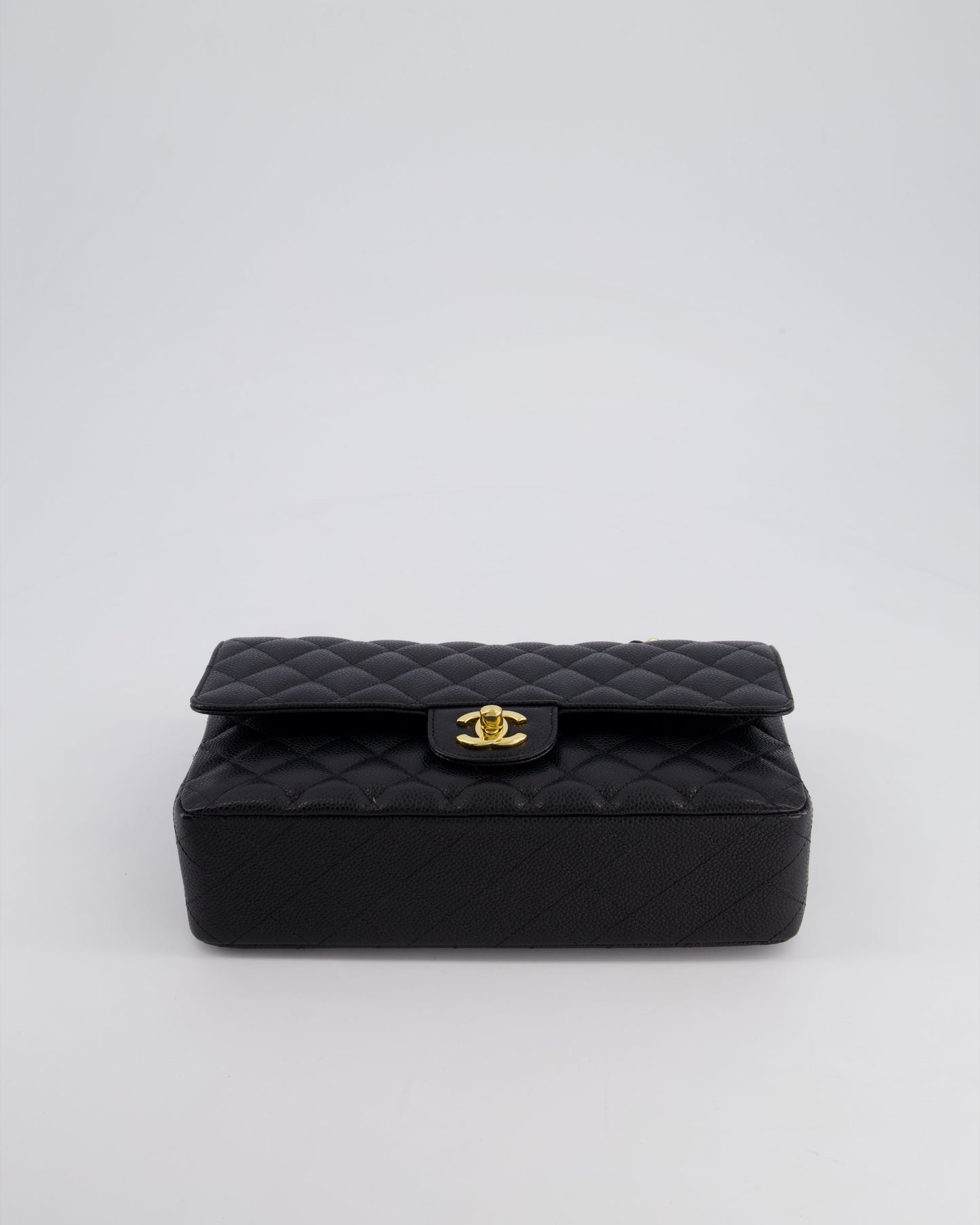 *HOT* Chanel Black Medium Classic Double Flap Bag in Caviar Leather with Gold Hardware