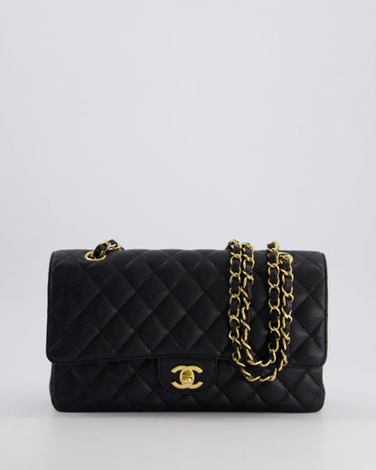 *HOT* Chanel Black Medium Classic Double Flap Bag in Caviar Leather with Gold Hardware