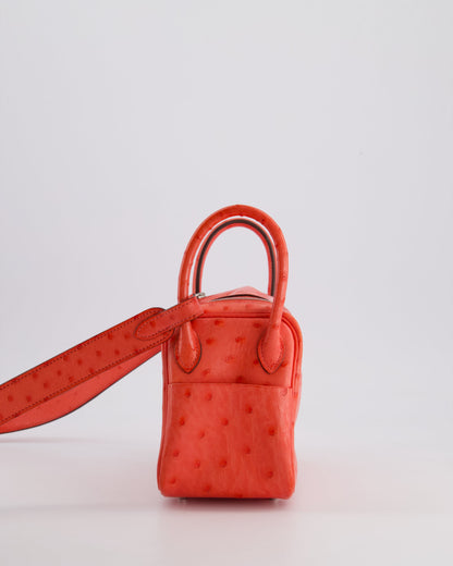 Hermès Mini Lindy Bag in Bougainvillea Ostrich Leather with Palladium Hardware