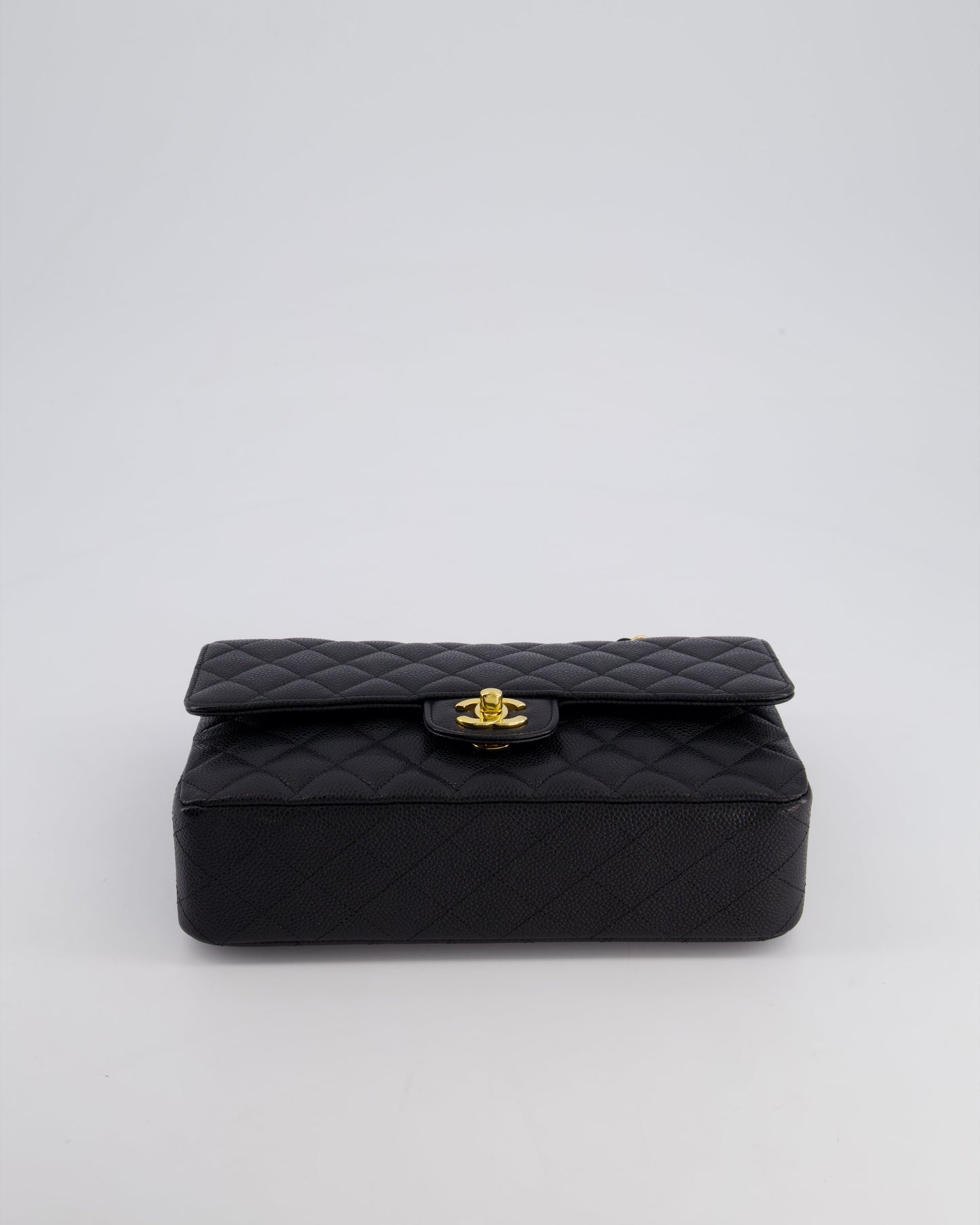 Chanel Black Medium Classic Double Flap Bag in Caviar Leather with Gold Hardware