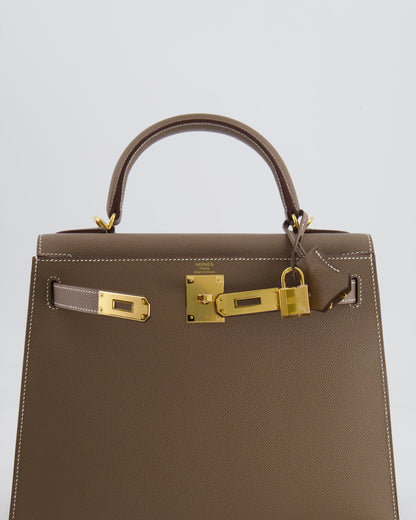 Hermès Kelly Sellier Bag 28cm in Etoupe Epsom Leather with Gold Hardware