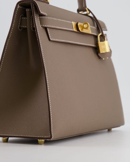 Hermès Kelly Sellier Bag 28cm in Etoupe Epsom Leather with Gold Hardware