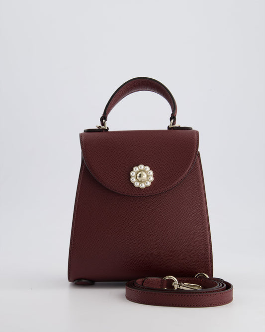 Simone Rocha Oxblood Valentine Bag in Grained Calfskin Leather with Silver Hardware RRP £1,195