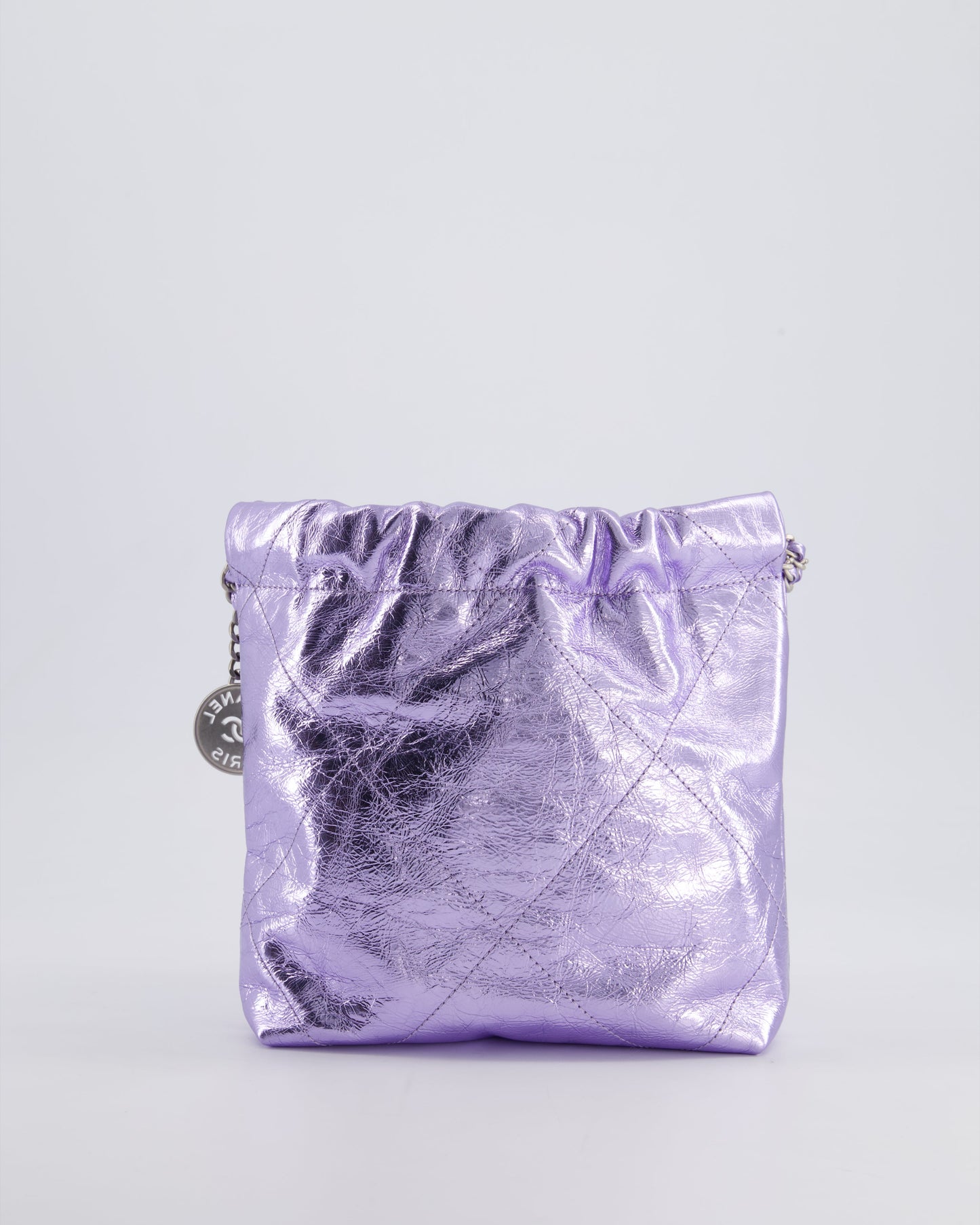 *RARE* Chanel Mini 22 Bag in Metallic Lilac Aged Shiny Calfskin with Brushed Silver Hardware