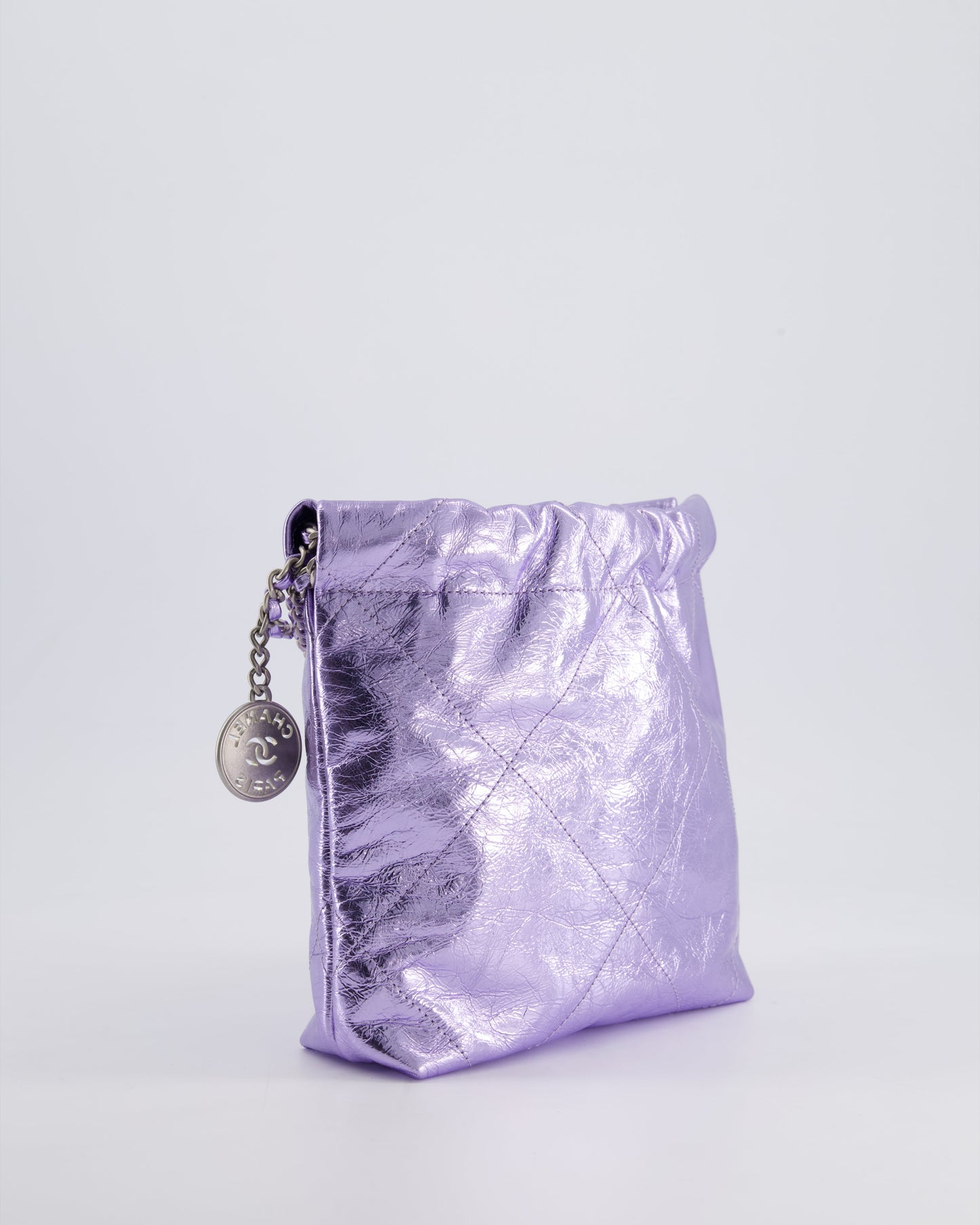 *RARE* Chanel Mini 22 Bag in Metallic Lilac Aged Shiny Calfskin with Brushed Silver Hardware