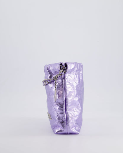 *RARE* Chanel Mini 22 Bag in Metallic Lilac Aged Shiny Calfskin with Brushed Silver Hardware