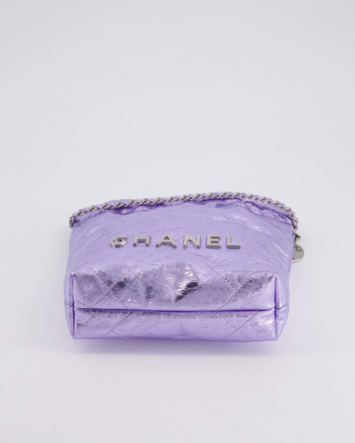*RARE* Chanel Mini 22 Bag in Metallic Lilac Aged Shiny Calfskin with Brushed Silver Hardware