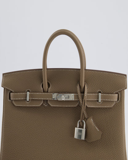*HOT* Hermès Birkin Retourne 25cm Bag in Etoupe Togo Leather with Palladium Hardware