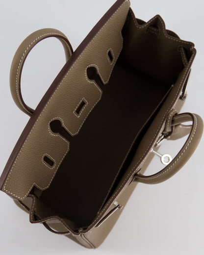 *HOT* Hermès Birkin Retourne 25cm Bag in Etoupe Togo Leather with Palladium Hardware