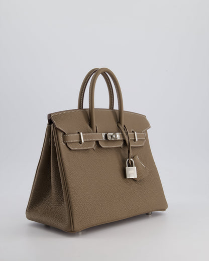 *HOT* Hermès Birkin Retourne 25cm Bag in Etoupe Togo Leather with Palladium Hardware