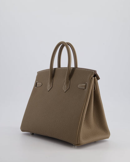 *HOT* Hermès Birkin Retourne 25cm Bag in Etoupe Togo Leather with Palladium Hardware