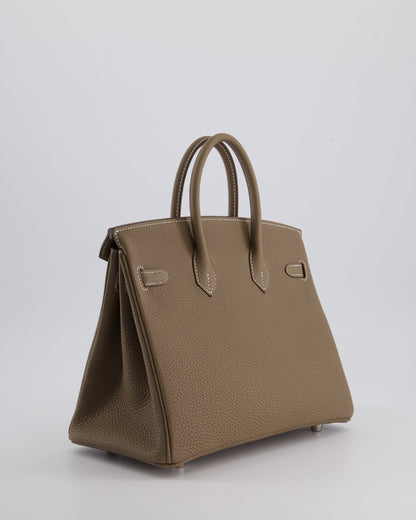 *HOT* Hermès Birkin Retourne 25cm Bag in Etoupe Togo Leather with Palladium Hardware