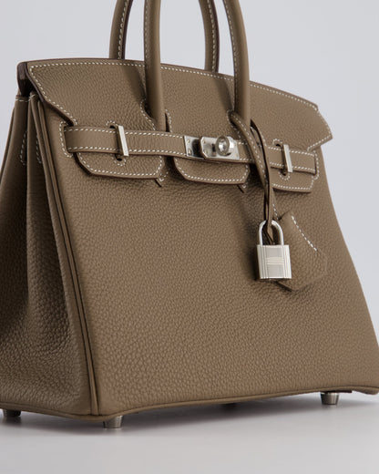 *HOT* Hermès Birkin Retourne 25cm Bag in Etoupe Togo Leather with Palladium Hardware