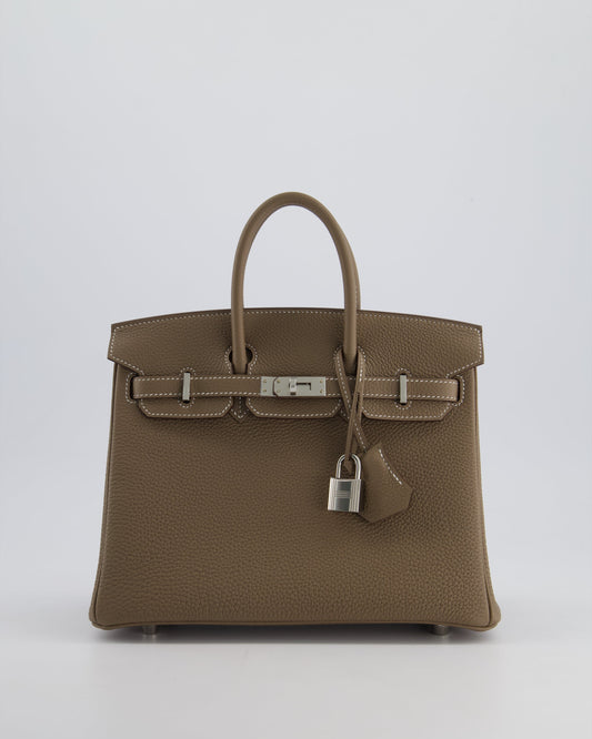 *HOT* Hermès Birkin Retourne 25cm Bag in Etoupe Togo Leather with Palladium Hardware