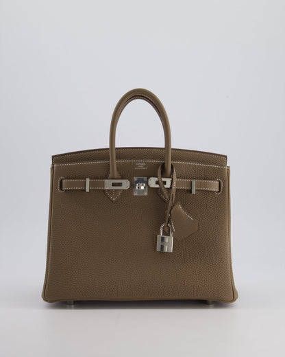 *HOT* Hermès Birkin Retourne 25cm Bag in Etoupe Togo Leather with Palladium Hardware