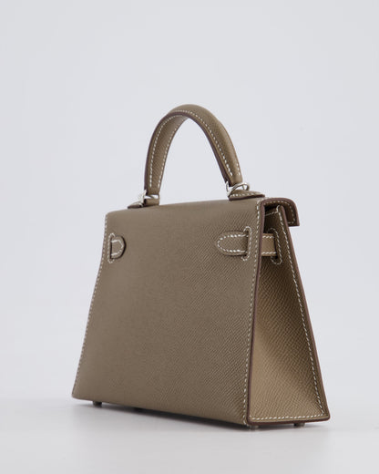 *HOT* Hermes Mini Kelly II 20cm in Etoupe Epsom Leather with Palladium Hardware