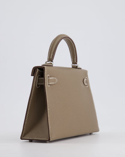 *HOT* Hermes Mini Kelly II 20cm in Etoupe Epsom Leather with Palladium Hardware