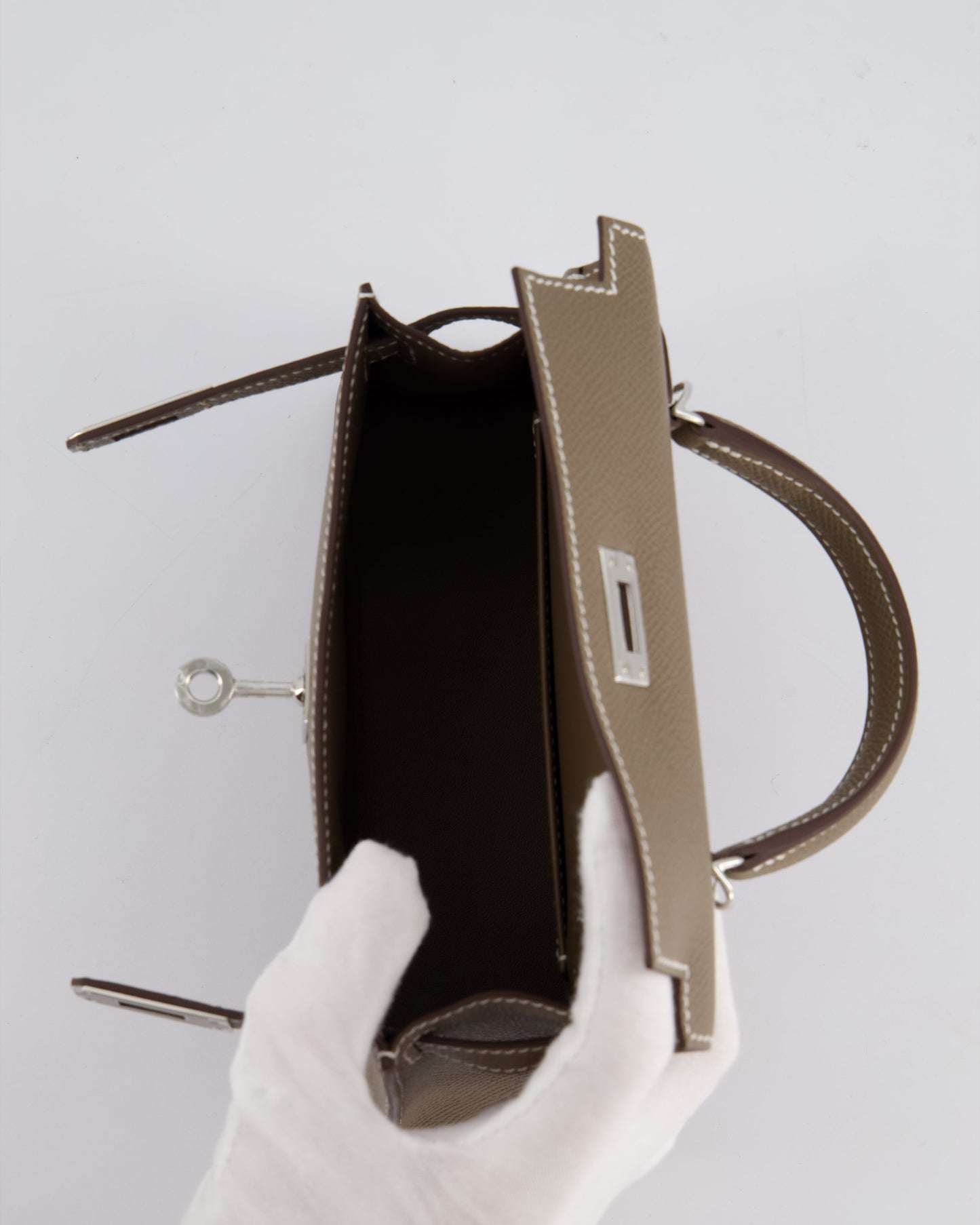 *HOT* Hermes Mini Kelly II 20cm in Etoupe Epsom Leather with Palladium Hardware