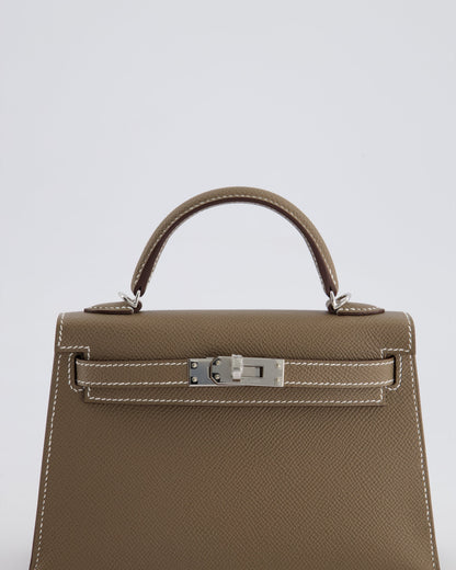 *HOT* Hermes Mini Kelly II 20cm in Etoupe Epsom Leather with Palladium Hardware