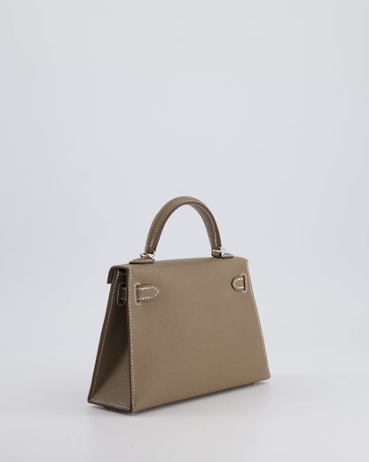 *HOT* Hermes Mini Kelly II 20cm in Etoupe Epsom Leather with Palladium Hardware