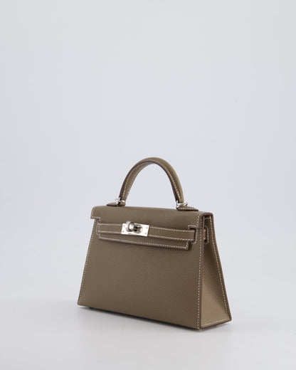 *HOT* Hermes Mini Kelly II 20cm in Etoupe Epsom Leather with Palladium Hardware