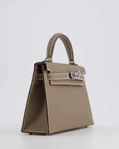 *HOT* Hermes Mini Kelly II 20cm in Etoupe Epsom Leather with Palladium Hardware