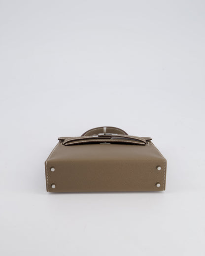 *HOT* Hermes Mini Kelly II 20cm in Etoupe Epsom Leather with Palladium Hardware