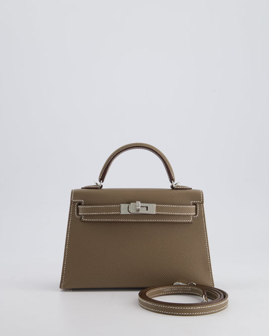 *HOT* Hermes Mini Kelly II 20cm in Etoupe Epsom Leather with Palladium Hardware