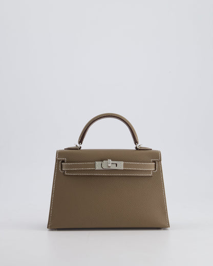 *HOT* Hermes Mini Kelly II 20cm in Etoupe Epsom Leather with Palladium Hardware