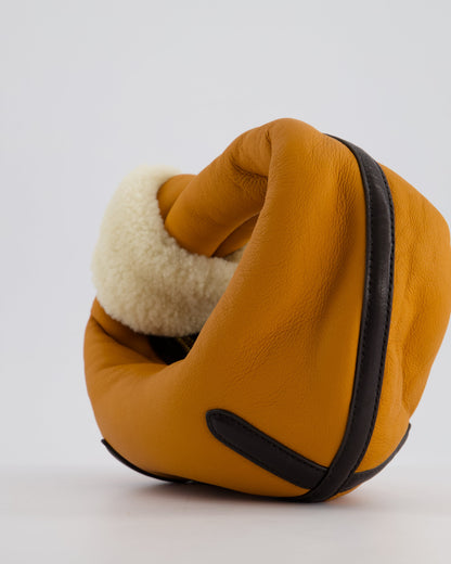 Bottega Veneta Orange & Brown Mini Jodie Bag with Shearling Aviator Detail RRP £2,240