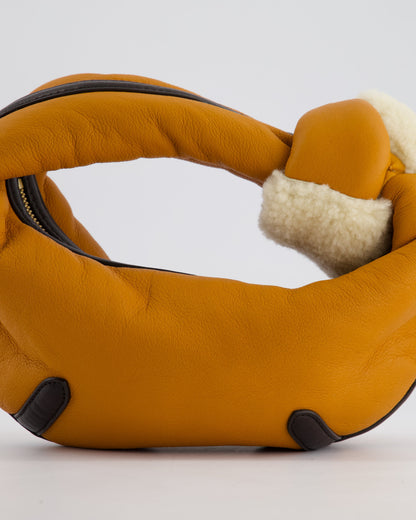 Bottega Veneta Orange & Brown Mini Jodie Bag with Shearling Aviator Detail RRP £2,240