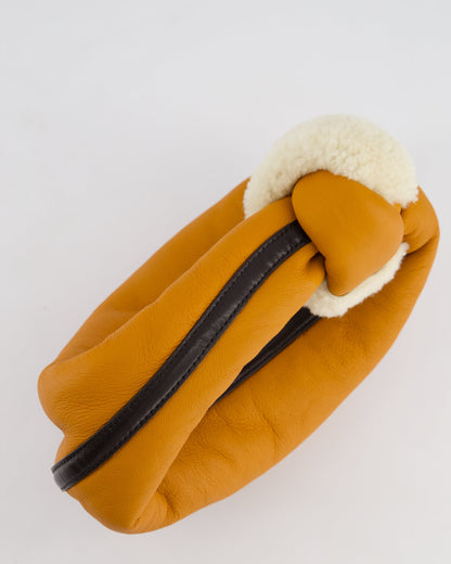 Bottega Veneta Orange & Brown Mini Jodie Bag with Shearling Aviator Detail RRP £2,240