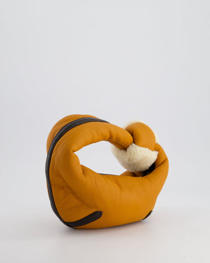 Bottega Veneta Orange & Brown Mini Jodie Bag with Shearling Aviator Detail RRP £2,240