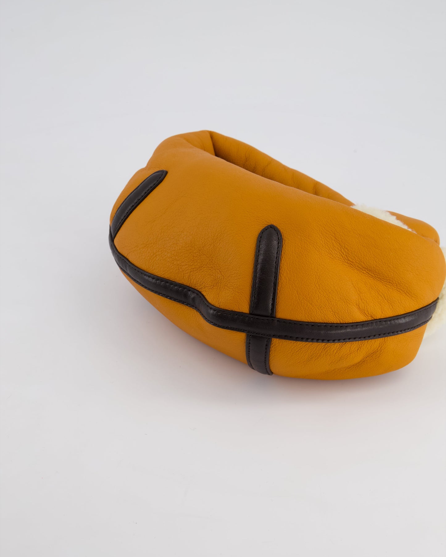 Bottega Veneta Orange & Brown Mini Jodie Bag with Shearling Aviator Detail RRP £2,240