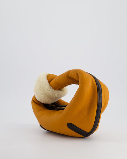 Bottega Veneta Orange & Brown Mini Jodie Bag with Shearling Aviator Detail RRP £2,240