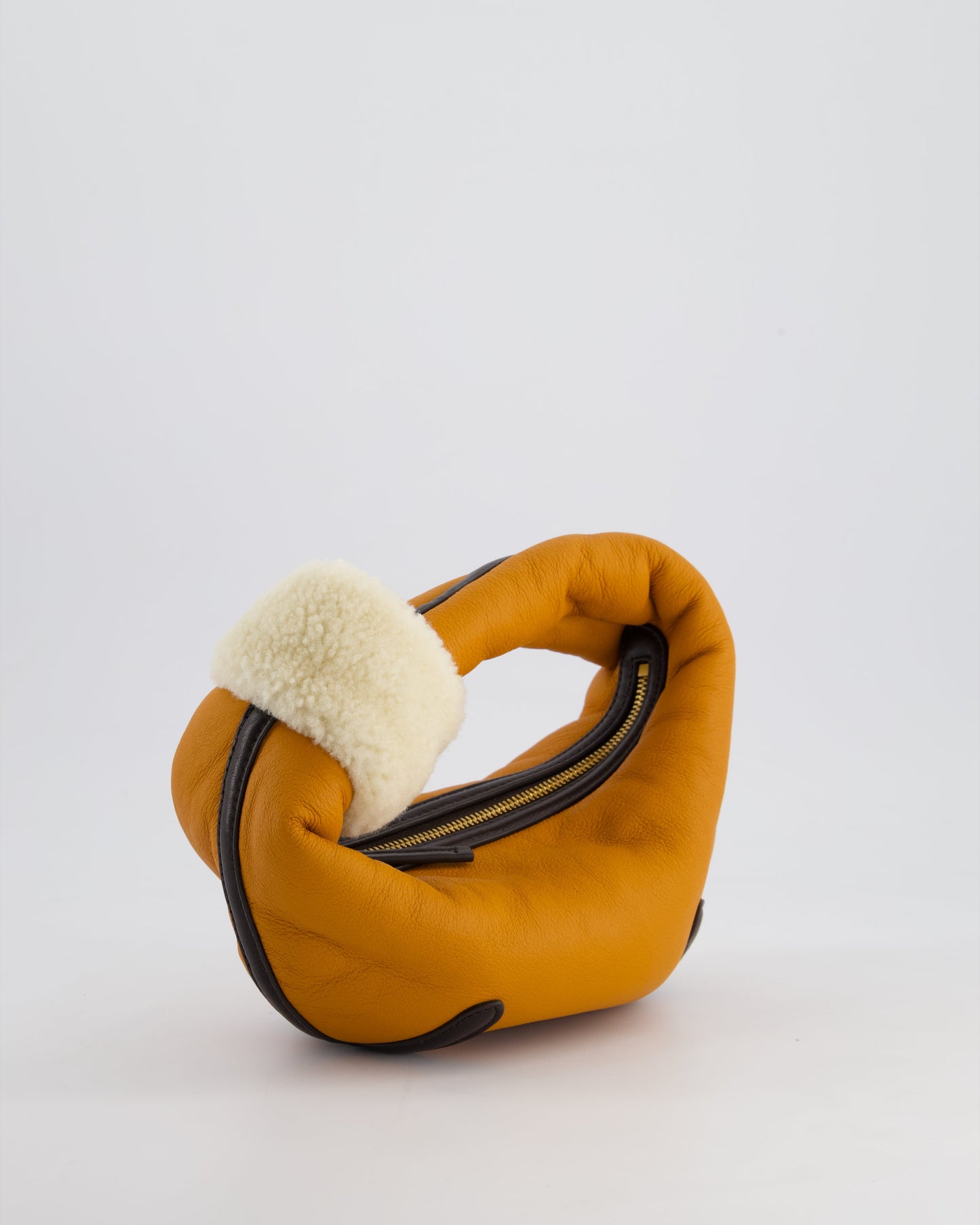 Bottega Veneta Orange & Brown Mini Jodie Bag with Shearling Aviator Detail RRP £2,240