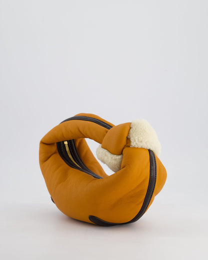 Bottega Veneta Orange & Brown Mini Jodie Bag with Shearling Aviator Detail RRP £2,240