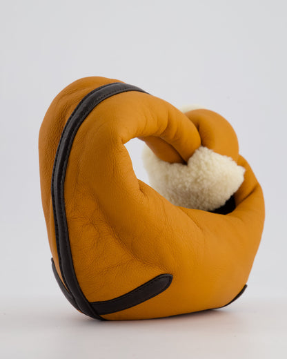 Bottega Veneta Orange & Brown Mini Jodie Bag with Shearling Aviator Detail RRP £2,240