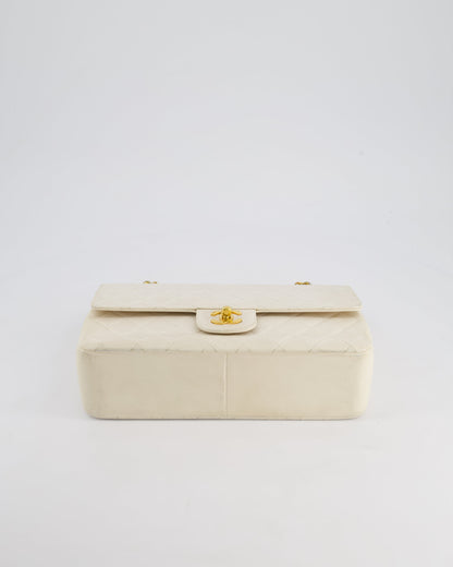 Chanel Vintage White Medium Classic Double Flap Bag in Lambskin Leather with 24K Gold Hardware